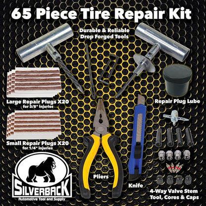Silverback Automotive Tire Repair Kit for Car, Truck, Off-Roading, 4x4's, Motorcycle, Trailers, ATV, Tractor, Jeep String Repair Kit.