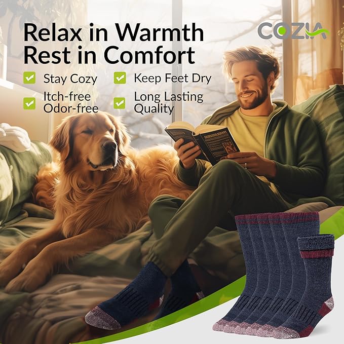 Merino Wool Socks Casual Warm Socks for Winter Cozy Boot Socks for Men & Women