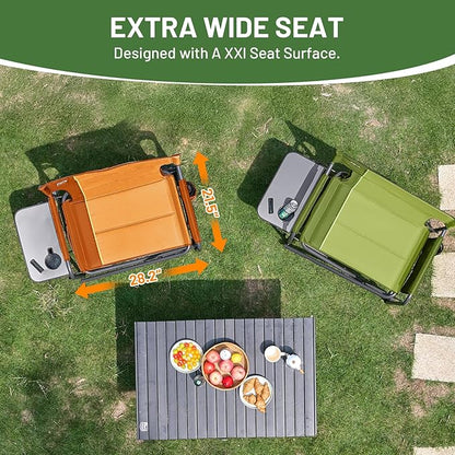 Timber Ridge XXL Director’s Chair – Heavy Duty Folding Chair with Side Table, 500 lb Capacity, Extra Wide Padded Seat for Camping, Sports, Beach, Patio, and Outdoor Use, Orange