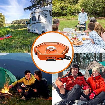 1-Burner Propane Stove Portable Camping Stove with Carry Strap, Backpacking Camp Stove for Outdoor Cooking, Flick-Style Ignition, Temperature Control, 8600 BTUs of Power for Camping BBQ& More