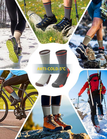 Wool Hiking Socks for Men - Women Lightweight Crew Merino Wool Socks with Cushion for Camping Hunting Work,4 pack