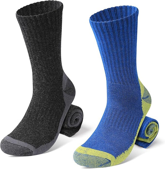 Wool Hiking Socks for Men - Women Lightweight Crew Merino Wool Socks with Cushion for Camping Hunting Work,4 pack