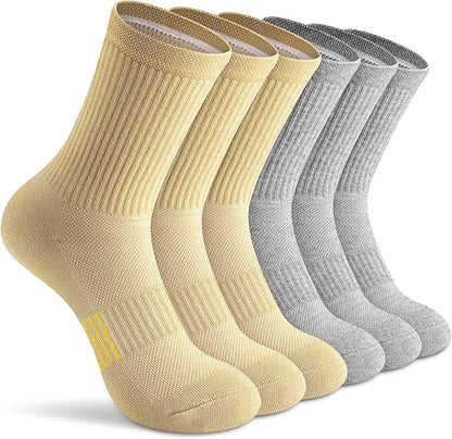 Gonii Women Athletic Crew Socks 5-6 Pairs - Comfort & Cushioned for Running, Hiking, Sports Arch Compression Socks