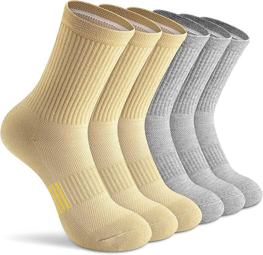 Gonii Women Athletic Crew Socks 5-6 Pairs - Comfort & Cushioned for Running, Hiking, Sports Arch Compression Socks