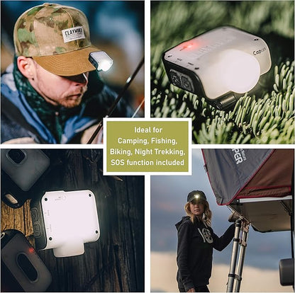 Claymore Capon 80C (Tan) - LED Rechargeable Clip-On Cap Headlamp, Lightweight Hat Light for Camping, Running, Emergency & Industrial Use, Waterproof, Hands-Free Sensor, 45 Hours Battery Life.