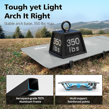 Ultralight Camping Cot for Adults, Portable Folding Camping Bed, Supports 350 lbs - Lightweight for Travel, Camping, Hiking, Backpacking, Mountaineering, Light Gray