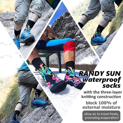 RANDY SUN Waterproof Breathable Socks, [SGS Certified] Unisex Novelty Skiing Trekking Hiking Wading Trail Socks