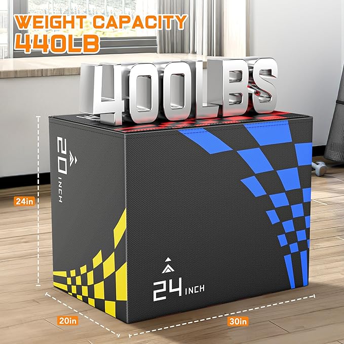 GIKPAL Plyo Jumping Exercise Box, High-Density Foam Plyometric Jump Box for Home Gym Workout, Multiple Size Box Jumps for Step-Up, Box Squat, Explosive Training