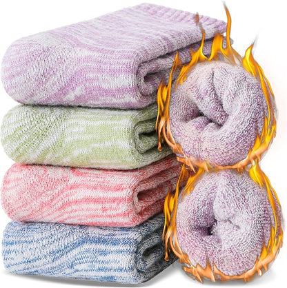 EBMORE Merino Wool Thermal Warm Socks Thick Winter Hiking Cozy Crew Comfy Cushioning Socks 4 Pairs for Women Men