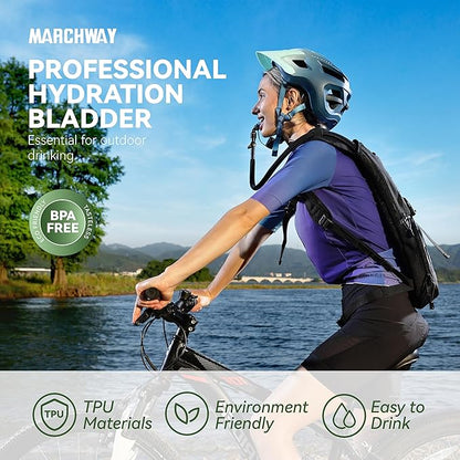 MARCHWAY 2L/2.5L/3L TPU Hydration Bladder, Ultra Durable Water Reservoir Bag with Insulated Tube for Hydration Pack for Cycling, Hiking, Running, Climbing, Biking