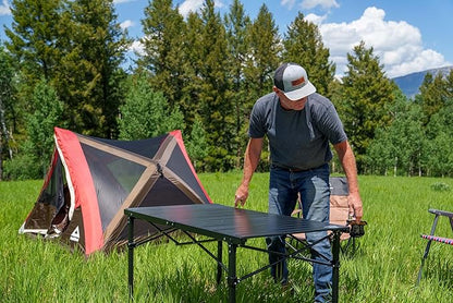 MOUNTAIN SUMMIT GEAR Heavy-Duty Roll-Top Table for Camping (Large) - Portable Aluminum-Top Folding Table with Steel Frame by Caddis Sports