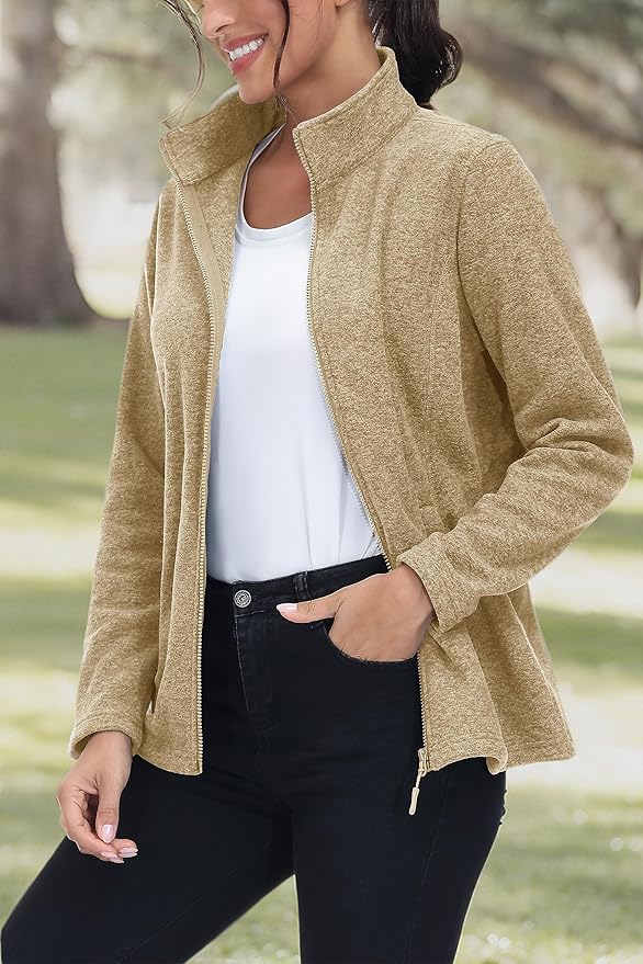 MAGCOMSEN Fleece Jacket Women Zip UP Lightweight Soft Polar Warm Winter Jackets for Women with Pockets Outdoor Hiking