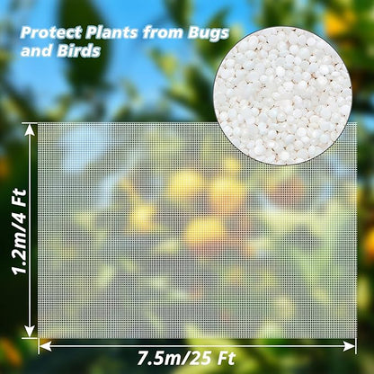 Garden Netting Mosquito Insect Birds Animals Barrier Protection Net Ultra Fine Garden Mesh Netting Plant Covers for Vegetable Plants Fruits Flowers Trees Greenhouse Row Cover(4×25 Ft)