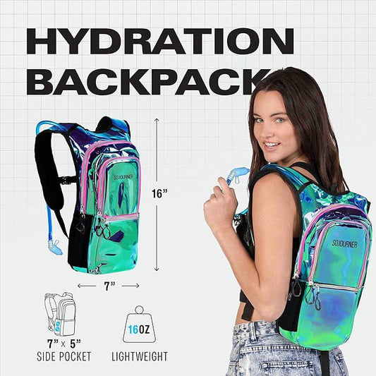 Sojourner Hydration Pack, Hydration Backpack - Water Backpack with 2l Hydration Bladder, Festival Essential - Rave Hydration Pack Hydropack Hydro for Hiking, Running, Biking, Festival Gear