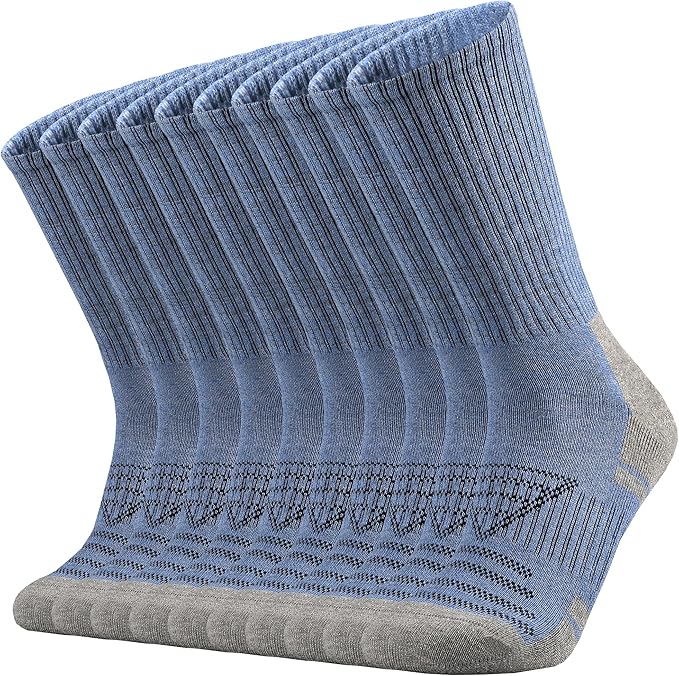 Ortis Men's Cotton Cushion Crew Socks Moisture Wicking Breathable Thick Warm Thermal for Athletic Heavy Duty Work Boot