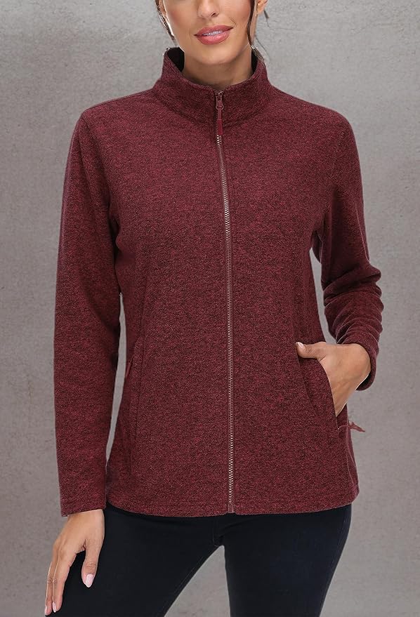 MAGCOMSEN Fleece Jacket Women Zip UP Lightweight Soft Polar Warm Winter Jackets for Women with Pockets Outdoor Hiking