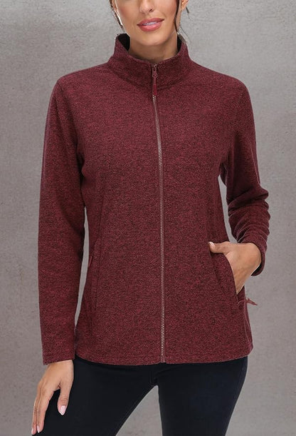MAGCOMSEN Fleece Jacket Women Zip UP Lightweight Soft Polar Warm Winter Jackets for Women with Pockets Outdoor Hiking