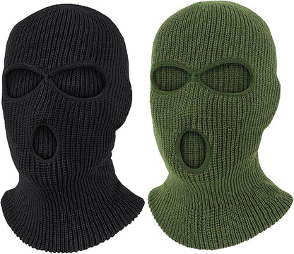 Pukavt 2 Pack 3 Hole Winter Knitted Mask, Full Face Cover Ski Mask Warm Balaclava for Skiing, Motorcycle, Snowboard
