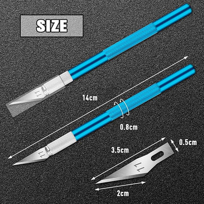 DIYSELF 2 Pack Exacto Knife for Crafts, Precision Knife Exacto Blades, Hobby Knife for Models, Craft Knife for Scrapbooking, Carving Knife for Stencil, Art, 20 Extra Blades(Blue)
