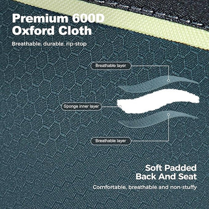 LET'S CAMP Oversized Folding Camping Chair Portable Outdoor Heavy Duty Padded Chairs Lawn Chair with Cup Holder, Storage Pocket and Cooler Bag, Supports 450LBS, for Camp, Travel, Picnic (Green)