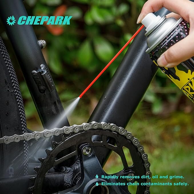CHEPARK Bike Drivetrain cleaning & lubricating Essentials Kit with bike Degreaser,bike Lubricant Brush Tool- Bicycle Maintenance for Mountain Road Bikes (50P)