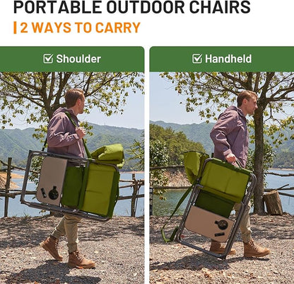 TIMBER RIDGE XXL Director’s Chair – Heavy Duty Folding Chair with Side Table, 500 lb Capacity, Extra Wide Padded Seat for Camping, Sports, Beach, Patio, and Outdoor Use, Green-2 Pack