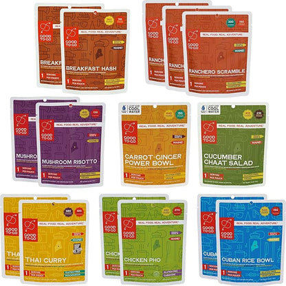 GOOD TO-GO Food Kit Assortments | Camping Food, Backpacking Food | Just Add Water Meals, Backpacking Meals | Dehydrated Meals Taste Better Than Freeze Dried Meals