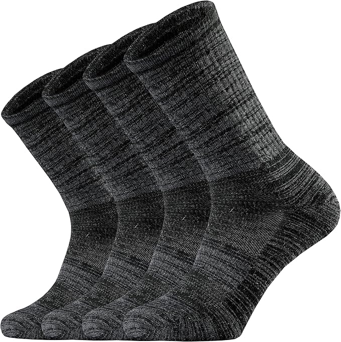Ortis Men's Merino Wool Cushion Crew Socks with Moisture Wicking Control Light Weight Breathable for Outdoor Hiking Cycling