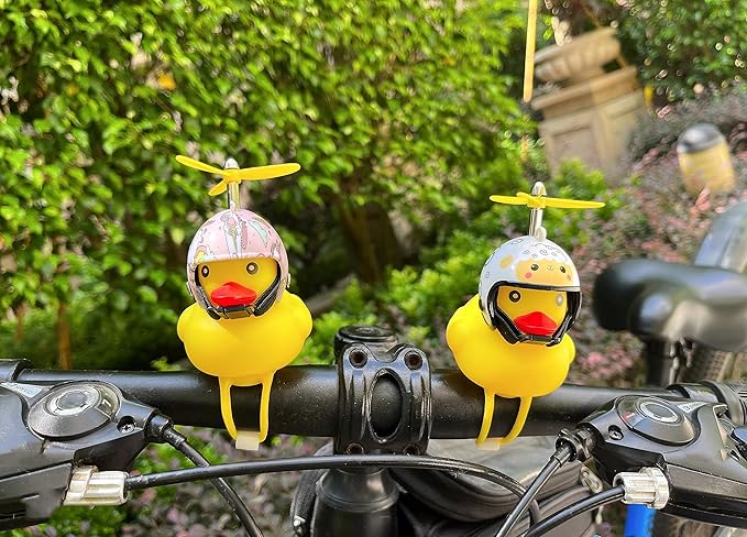 Lovely Yellow Duck Bike Bell, Kids Bike Horn, Rubber Yellow Duck Bicycle Accessories with LED Light - for Kids Toddler Children Adults Sport Outdoor