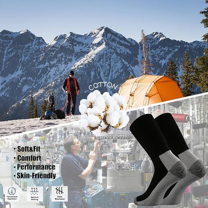 Ortis Men's Cotton Cushion Crew Socks Moisture Wicking Breathable Thick Warm Thermal for Athletic Heavy Duty Work Boot