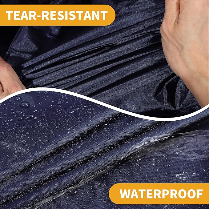 Universal Car Cover Waterproof All Weather 190T-PU, UV Sun Rain Protection, Fits for SUV Length 191"-200", with Left Side Zipper, Navy Blue