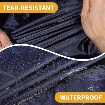 Universal Car Cover Waterproof All Weather 190T-PU, UV Sun Rain Protection, Fits for SUV Length 191"-200", with Left Side Zipper, Navy Blue