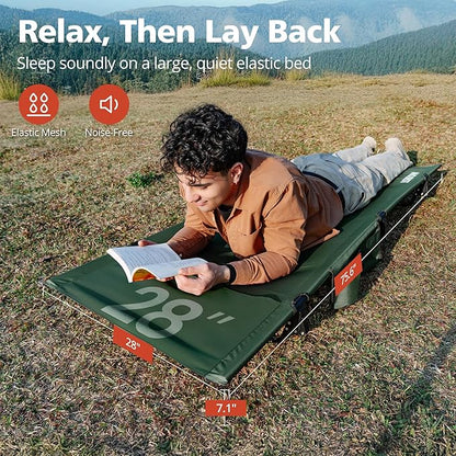 Ultralight Camping Cot for Adults, Portable Folding Camping Bed, Supports 350 lbs - Lightweight for Travel, Camping, Hiking, Backpacking, Mountaineering, Dark Green