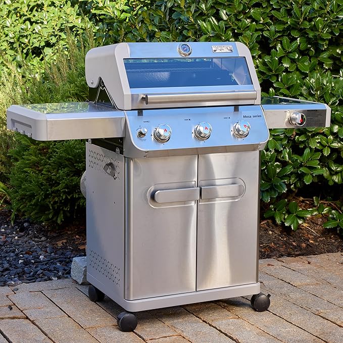 Monument Grills 3+1 Outdoor Barbecue Stainless Steel Propane Gas Grill, 3 Burners & 1 Side Burner 48,000 BTU Patio Garden Grill with Knob Controls, Mesa305