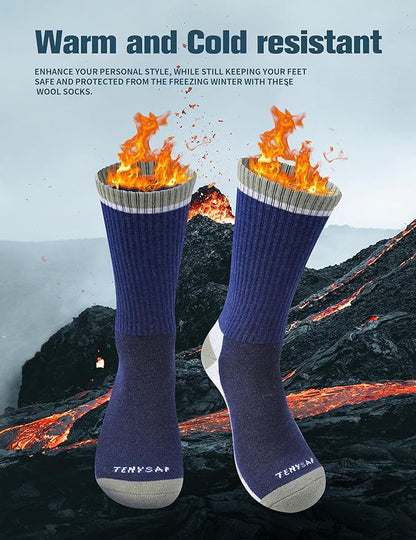 Wool Hiking Socks for Men - Women Lightweight Crew Merino Wool Socks with Cushion for Camping Hunting Work,4 pack