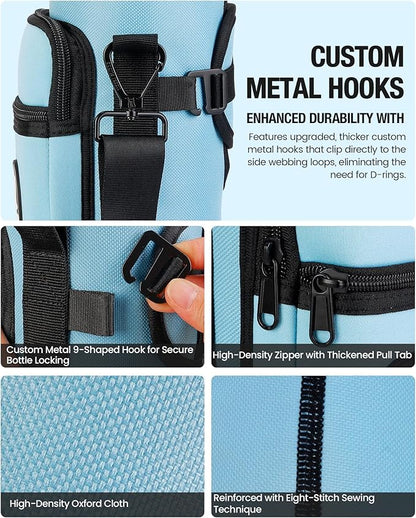 Sports rabbit Universal Water Bottle Holder – Durable Oxford & Neoprene Hybrid Design Compatible with Stanley 30/40oz Handled & 64/87oz Straight Tumblers, Adjustable Strap for Gym, Travel, Outdoors