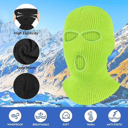 Pukavt 2 Pack 3 Hole Winter Knitted Mask, Full Face Cover Ski Mask Warm Balaclava for Skiing, Motorcycle, Snowboard