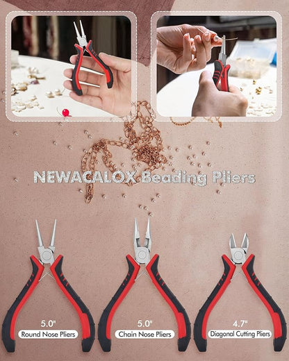 Jewelry Pliers Making Tools Set, Mini Jeweler Pliers for Adults with Beading Wire Kit, Bracelet Helper, Craft Earring Accessories for Jewelry Making Supplies DIY Hobby Repair