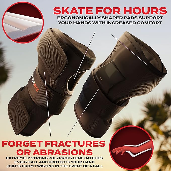 SKATEWIZ Skating Protective Gear Adult Knee Pads, Elbow Pads and Wrist Guards for Adults [6pc] - Shield - Roller Skates, Inline, Skateboard - Designed in Germany