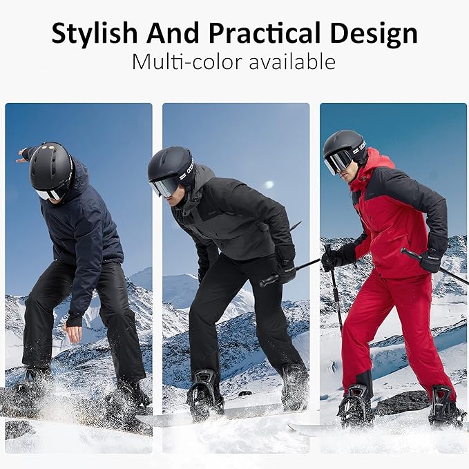 FREE SOLDIER Men's Waterproof Ski Jacket Fleece Lined Warm Winter Snow Coat with Hood Fully Taped Seams