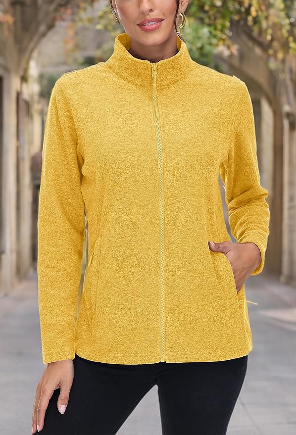 MAGCOMSEN Fleece Jacket Women Zip UP Lightweight Soft Polar Warm Winter Jackets for Women with Pockets Outdoor Hiking
