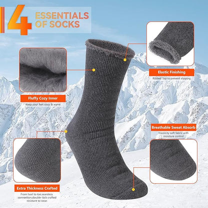 Sunew Warm Thermal Socks 4 Pack, Mens Womens Winter Heated Outdoor Skiing Thermal Socks