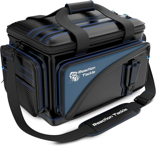 Reaction Tackle Fishing Tackle Bag – Salt Water Resistant Fishing Bag, 1000D PVC Waterproof Material, Tackle Box Organizer with Dividers for 3600 or 3700 Trays (Small, Medium, Backpack only fit 3600)
