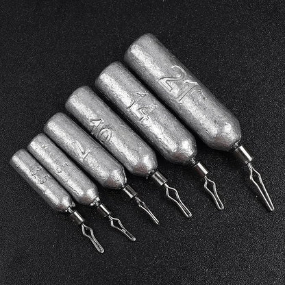 30 Pack Fishing Drop Shot Weights Lead Fishing Weights Pencil Skinny Sinkers with Barrel Swivels for Freshwater Bass Fishing
