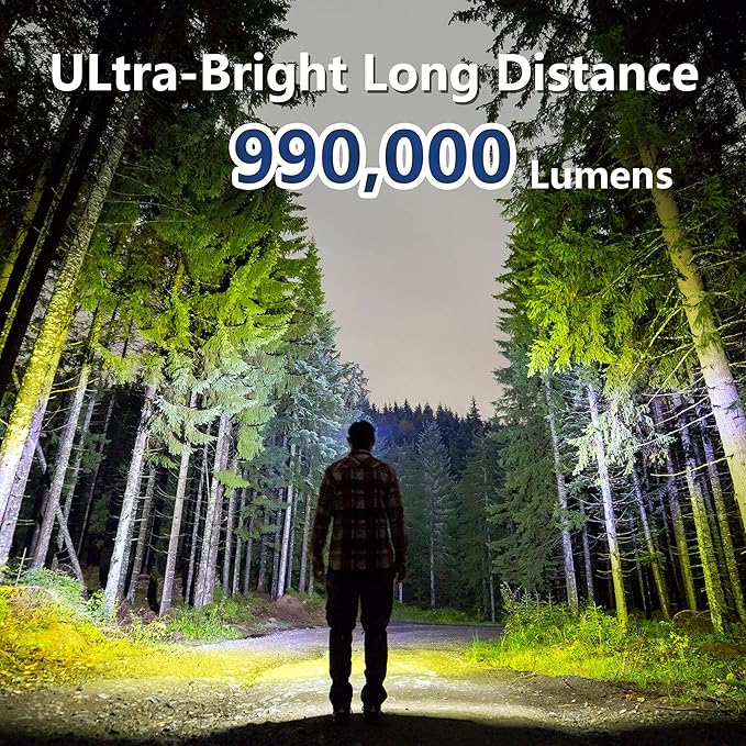 Rechargeable Flashlights 3Pack High Lumens, 5Mode Rechargeable Flashlights with LCD Digital Display, Super Bright Flashlight Adjustable Flash Light, High Powered LED Flashlight for Emergency