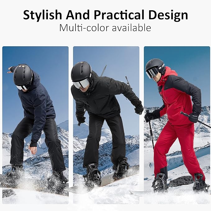 FREE SOLDIER Men's Waterproof Ski Jacket Fleece Lined Warm Winter Snow Coat with Hood Fully Taped Seams