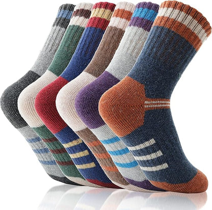 EBMORE Kids Merino Wool Hiking Socks Thermal Winter Warm Thick Boys Toddlers Girls Cushion Crew Socks 6 Pairs