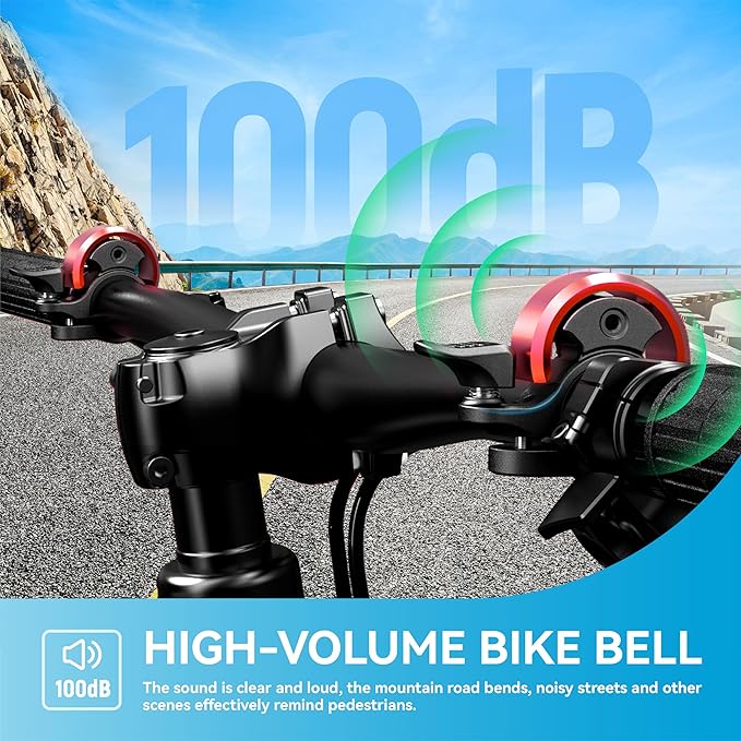 Greallthy Bike Bell, Aluminum Alloy Bicycle Bell with Clear Loud Sound, Bike Bells for Adults and Kids, Sturdy and Compact Bell Fits 0.75-1in(19-25.4mm) Handlebar for Mountain, Road Bikes.