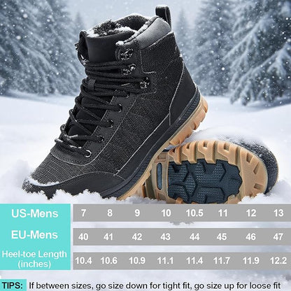 Wondamo Men's Snow Boots Lightweight Waterproof Winter Boots Fur Lined Anti-slip Cold Weather Shoes