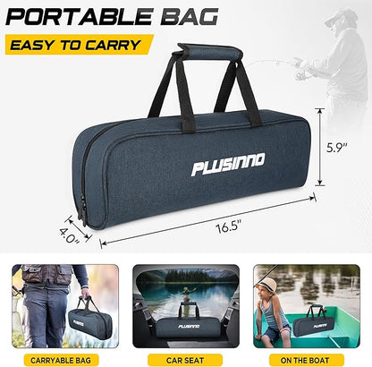 PLUSINNO Fishing Rod and Reel Combos - Carbon Fiber Telescopic Fishing Pole - Spinning Reel 12 +1 Shielded Bearings Stainless Steel BB